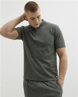 River Island Mens Polo Shirt Khaki Slim Fit Quarter Zipped Short Sleeve Top - XL Regular