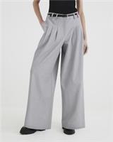 River Island Womens Wide Leg Trousers Grey Belted Zip & Button Pants Bottoms - 18 Regular