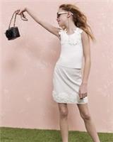 River Island Girls 2 Piece Set White 3D Graphic Floral Matching Skirt & Top - 9-10 Years Regular