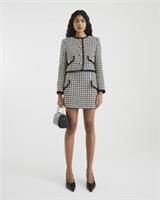 River Island Womens Trophy Jacket Cream Tipped Dogtooth Crew Neck Outerwear Top - 8 Regular