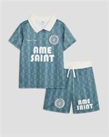 River Island Mini Boys 2 Piece Set Green Football Matching T-Shirt & Shorts - 7-8 Years Regular