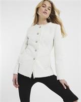 River Island Womens Jacket Cream Collarless Boucle Crew Neck Outerwear Top - 6 Regular