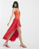 River Island Womens Slip Midi Dress Orange Tulle Ruffle Sleeveless V-Neck - 18 Regular