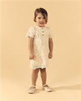 River Island Mini Girls Dress Cream Lace Button Front Short Sleeve Round Neck - 12-18 Months Regular