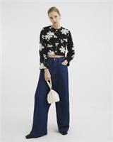 River Island Womens Jacket Black Floral Embroidered Collarless Outerwear Top - 6 Regular