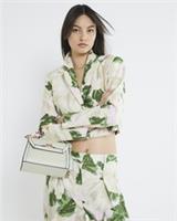 River Island Womens Blazer Pink Cropped Floral Print Boxy Fit Outerwear Top - 8 Regular