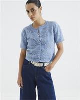 River Island Womens Cardigan Blue Short Sleeve Floral Overlay Jumper Top - S Regular