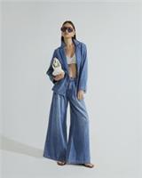 River Island Womens Wide Leg Jeans Blue Tailored Trousers Pants Bottoms - 6 Short Regular