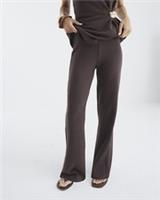 River Island Womens Wide Leg Trousers Brown Ribbed Elasticated Pants Bottoms - S Regular