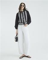 River Island Womens Blouse Black Long Sleeve Broderie Detail Round Neck Top - 12 Regular