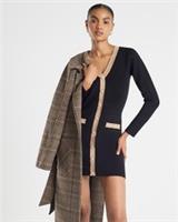 River Island Womens Mini Dress Black Long Sleeve Button Detail V-Neck Fitted - L Regular