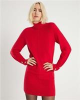 River Island Womens Mini Jumper Dress Red Cosy High Neck Long Sleeve Seam Detail - L Regular