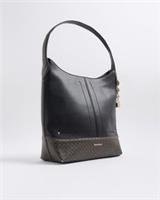 River Island Womens Shoulder Bag Black Curve Top Charm Embellishment Zip