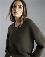 River Island Womens Jumper Green Knitted V-Neck Long Sleeve Sweater Pullover Top - L Regular