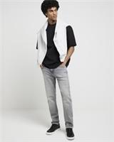 River Island Mens Slim Fit Jeans Grey Denim Fabric Trousers Pants Bottoms - 36 Short Regular