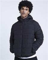 River Island Mens Padded Jacket Black Regular Fit Hooded Zip Outerwear Top - M Regular