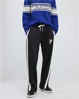 River Island Mens Joggers Black Wide Fit Twill Split Trousers Pants Bottoms - L Regular