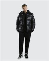 River Island Mens Puffer Coat Black Oversized Fit Hood High Shine Outerwear Top - M Regular
