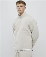 River Island Mens Sweatshirt Beige Regular Fit Corduroy Funnel Quarter Zip Top - S Regular