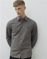 River Island Mens Shirt Brown Regular Fit Check Stud Pressed Long Sleeve Top - S Regular