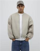 River Island Mens Bomber Jacket Beige Oversized Fit Sanctuaire Zip Outerwear Top - S Regular