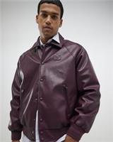 River Island Mens Jacket Red Stud Pressed Faux Leather Zip Outerwear Top - S Regular