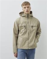 River Island Mens Jacket Beige Hooded Washed Long Sleeve Zip Outerwear Top - S Regular