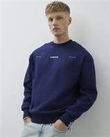 River Island Mens Sweatshirt Navy Oversized Fit Luminis Crew Neck Long Sleeve - M Regular