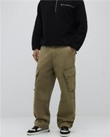 River Island Mens Cargo Trousers Khaki Super Baggy Zip Button Pants Bottoms - 32 Regular Regular