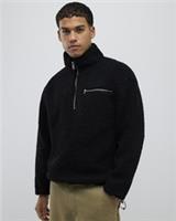 River Island Mens Sweatshirt Black Oversized Half Zip Fleece Funnel Neck Top - M Regular