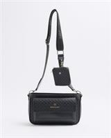 River Island Womens Crossbody Bag Black RI Monogram Utility Zip Adjustable Strap