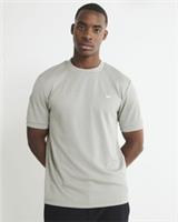 River Island Mens T-Shirt Beige Slim Fit Jacquard Badge Crew Neck Tee Top - L Regular