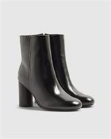 River Island Womens Ankle Boots Black Block Heeled Zip Round Toe Shoes