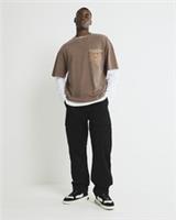 River Island Mens Cargo Trousers Black Loose Fit Zip Button Pants Bottoms - 30 Regular Regular