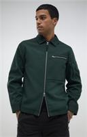 River Island Mens Shacket Green Twill Two-Way Zip Collared Outerwear Top - M Regular