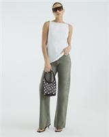 River Island Womens Straight Leg Jeans Khaki High Rise Relaxed Trousers Bottoms - 8 Regular Regular