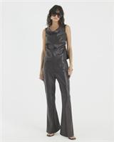 River Island Womens Bootcut Trousers Brown Pocket Faux Leather Side Zip Shoes - 12 Regular