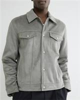 River Island Mens Western Jacket Grey Regular Fit Faux Suede Outerwear Top - M Regular
