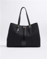 River Island Womens Shopper Bag Black Jacquard Print Monogram Popper Fastening