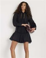 River Island Womens Mini Dress Black Long Sleeve Lace Cut Out High Neck Button - 14 Regular