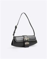 River Island Womens Shoulder Bag Black Buckle Front Stud Pressed Fastening