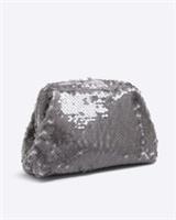 River Island Womens Clutch Bag Silver Sequin Concealed Magnetic Fastening