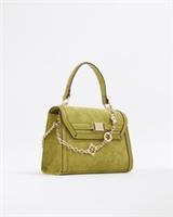 River Island Womens Mini Crossbody Bag Green Faux Suede Stud Pressed Fastening