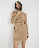 River Island Womens Mini Jumper Dress Brown High Neck Sweater Pullover Top - L Regular