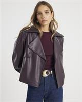 River Island Womens Trench Jacket Red Cropped Belted Collared Outerwear Top - M Regular