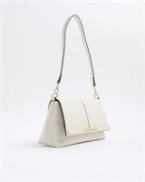 River Island Womens Clutch Bag Cream Bar Front Popper Fastening Detachable Strap