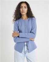 River Island Womens Cardigan Blue Knitted Button Up Long Sleeve Jumper Top - S Regular