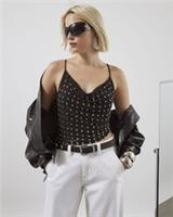 River Island Womens Cami Top Black Sleeveless Studded Cowl Neck Tie Back - M Regular