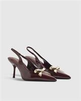 River Island Womens Court Heels Red Metal Bow Ankle Strap Pointed Toe Shoes