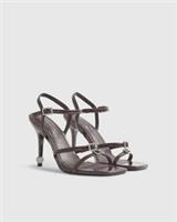 River Island Womens Sandals Red Patent Embellished Strappy Heeled Open Toe Shoes